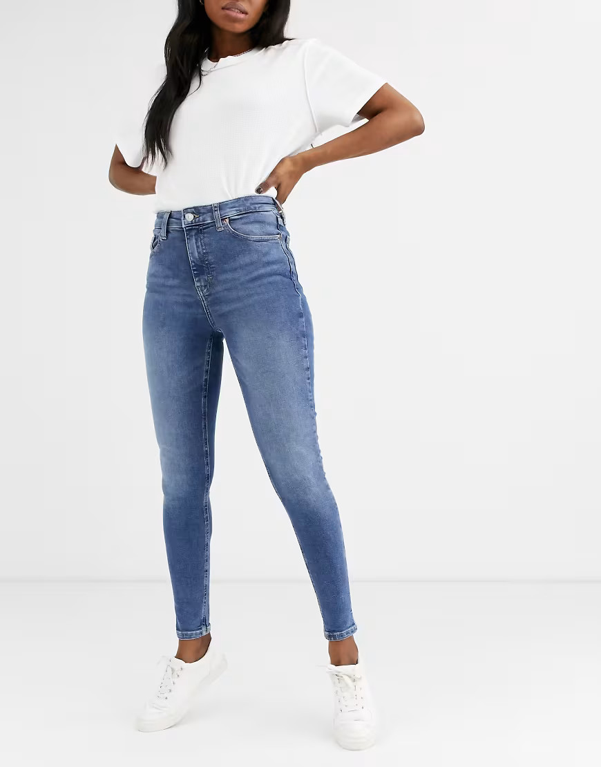 Topshop Jamie skinny jeans in mid wash-Blue | ASOS (Global)