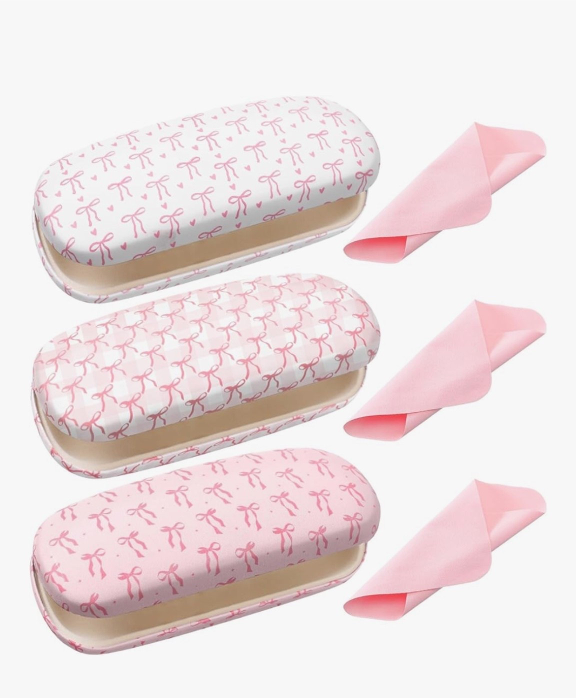 3 Pack Pink Bow Hard Shell Glasses Case with Cleaning Cloth Coquettish PU Leather box for Sunglasses Eye Glasses 


#LTKFindsUnder50