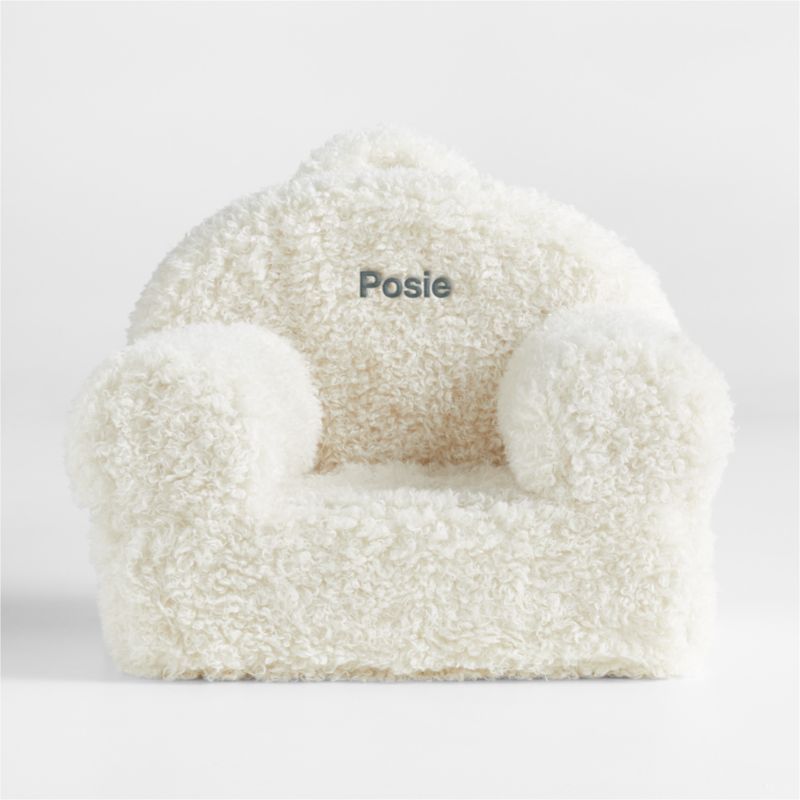 Small Cream Mongolian Faux Fur Personalized Kids Lounge Nod Chair | Crate & Kids | Crate & Barrel