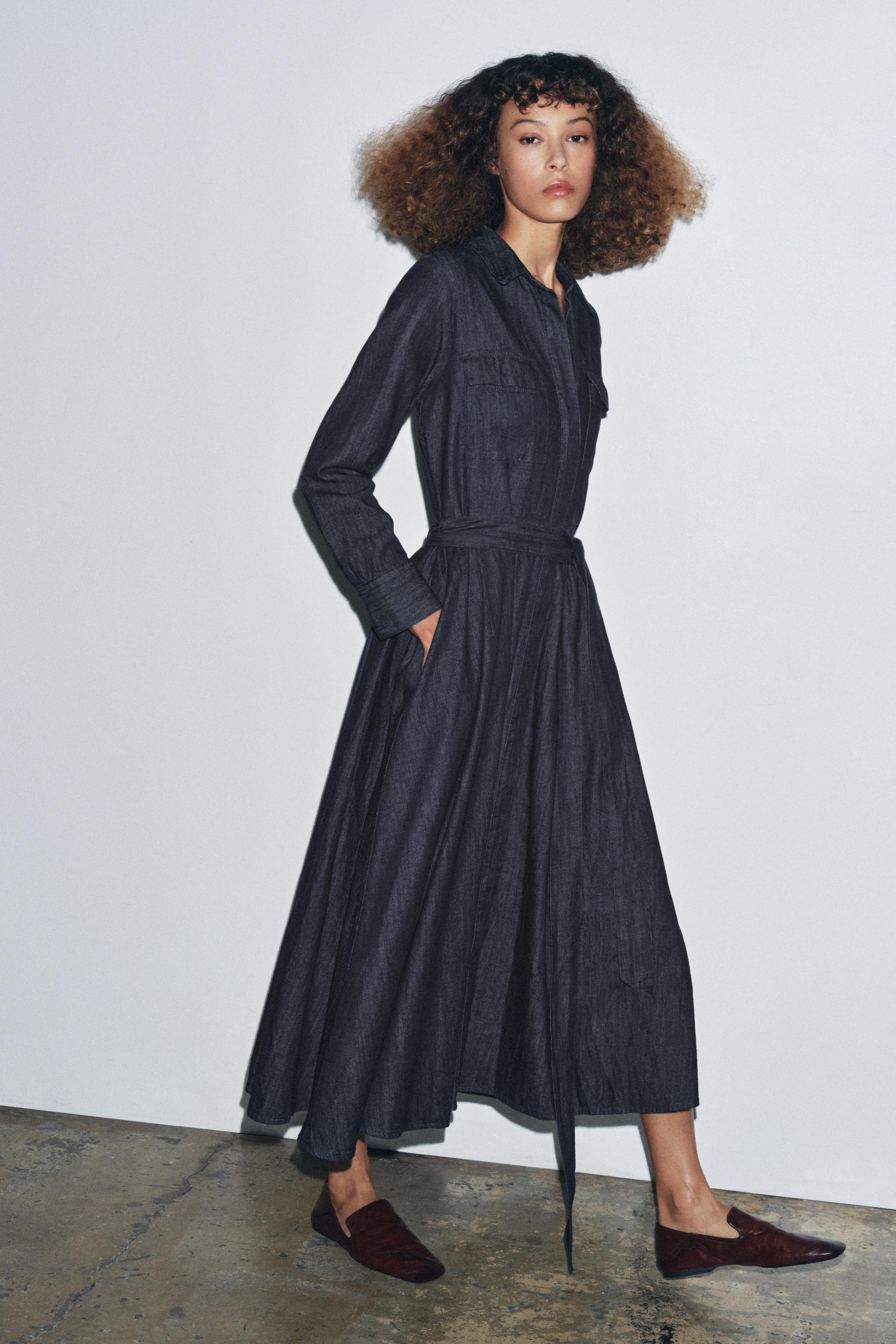 ZW COLLECTION BELTED DENIM DRESS | Zara US