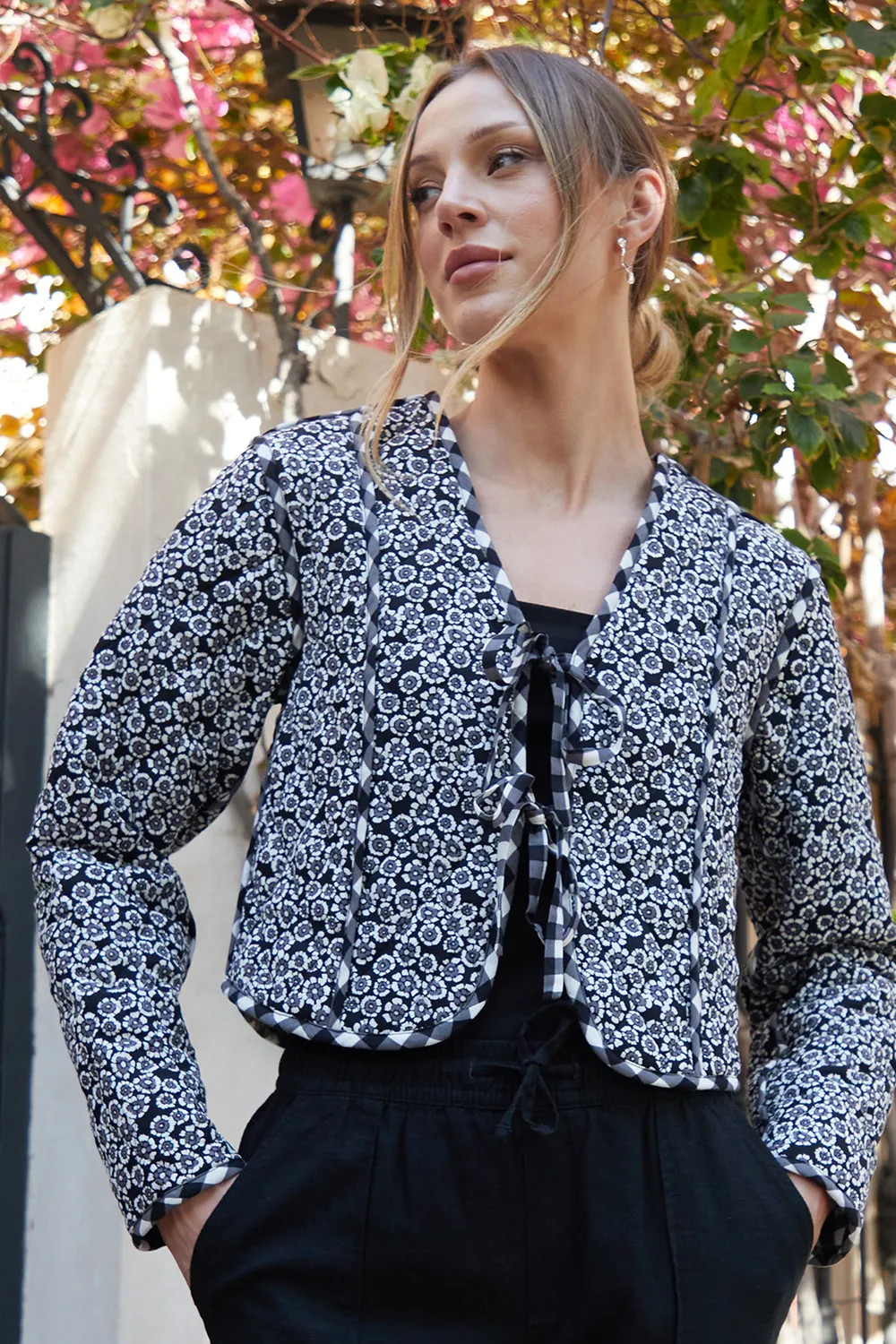 Jackets & Coats | Floral Tie Front Reversible Quilted Jacket | Threadbare | NastyGal UK