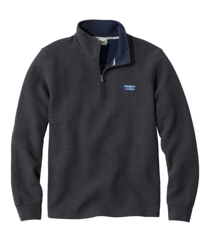 Men's Lakewashed Double-Knit Quarter-Zip Pullover Dark Charcoal Heather Extra Large, Polyester Cotton Blend L. L.Bean | L.L. Bean