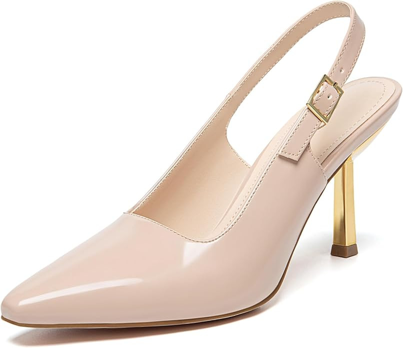 Athlefit Women's High Stiletto Slingback Heels Elegant Closed Square Toe Dress Pumps Shoes for Br... | Amazon (US)