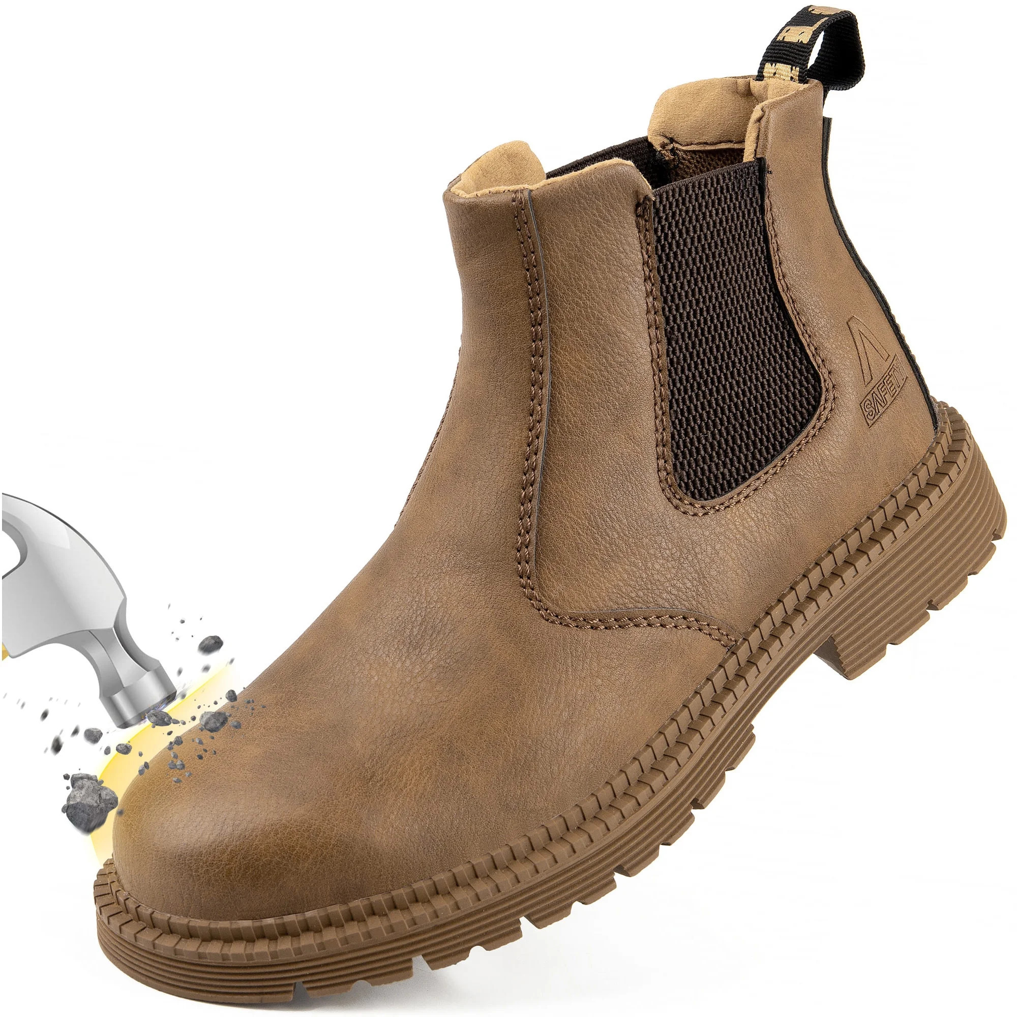 Ecetana Men's Work Boots Waterproof Wear-Resistant Steel Toe Safety Protective Shoes | Walmart (US)