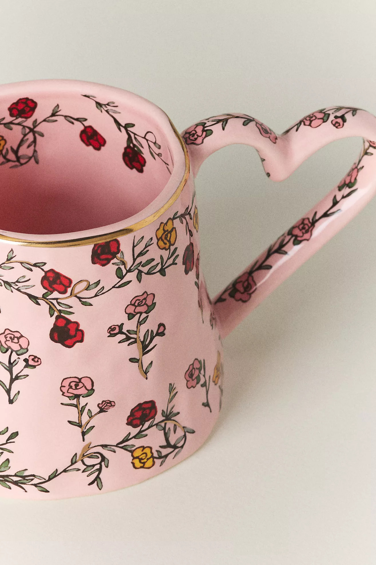 The Mud Fairy Blooming Hearts Stoneware 24k Gold Accent Mug | Anthropologie (US)