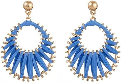 Viva Joya Boho Raffia Teardrop Earrings for Women, Large Statement Drop Dangle Earrings for Prom,... | Amazon (CA)