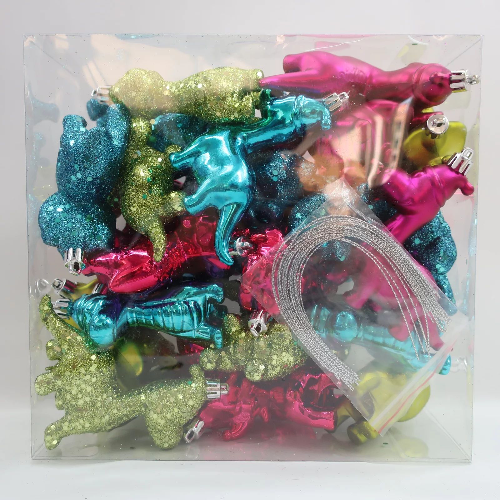 Teal, Fuchsia, Pink, Lime Green Dinosaurs Decorative Figurine Ornament, 28 Count, by Holiday Time | Walmart (US)