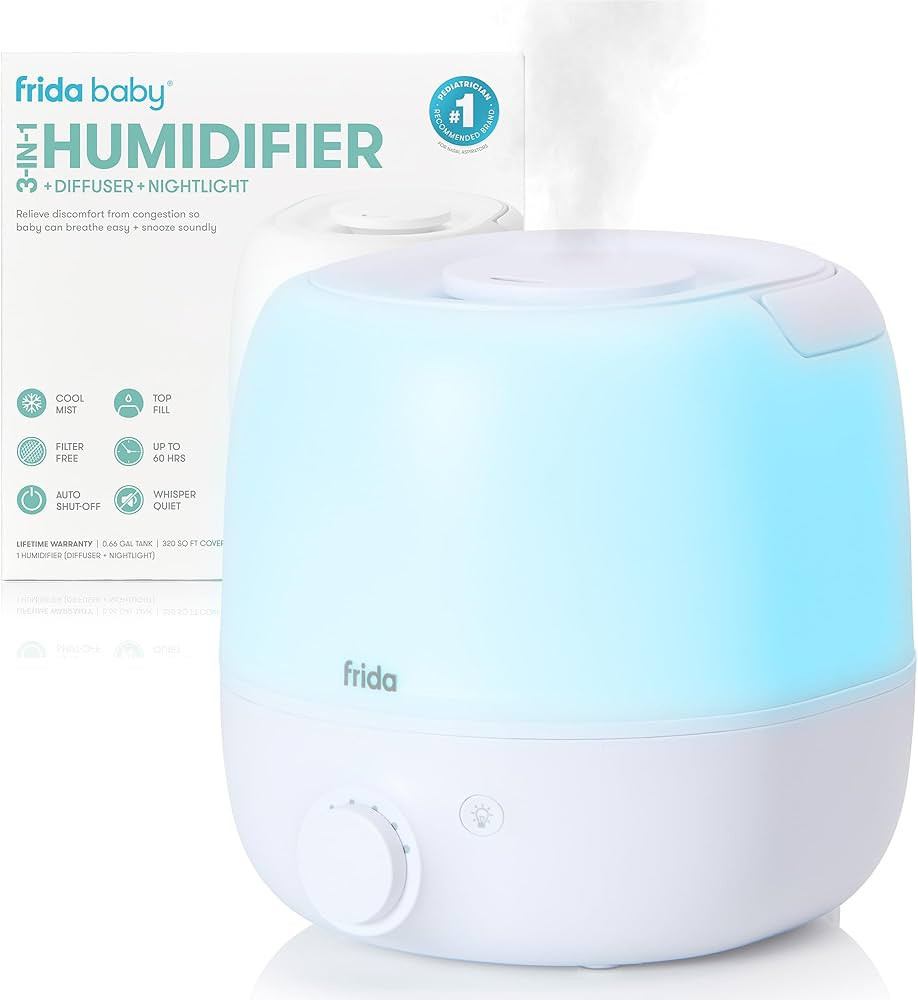 Frida Baby 3-in-1 Cool Mist Humidifier for Large Rooms, Top Fill Humidifier for Bedroom, Allergy ... | Amazon (US)