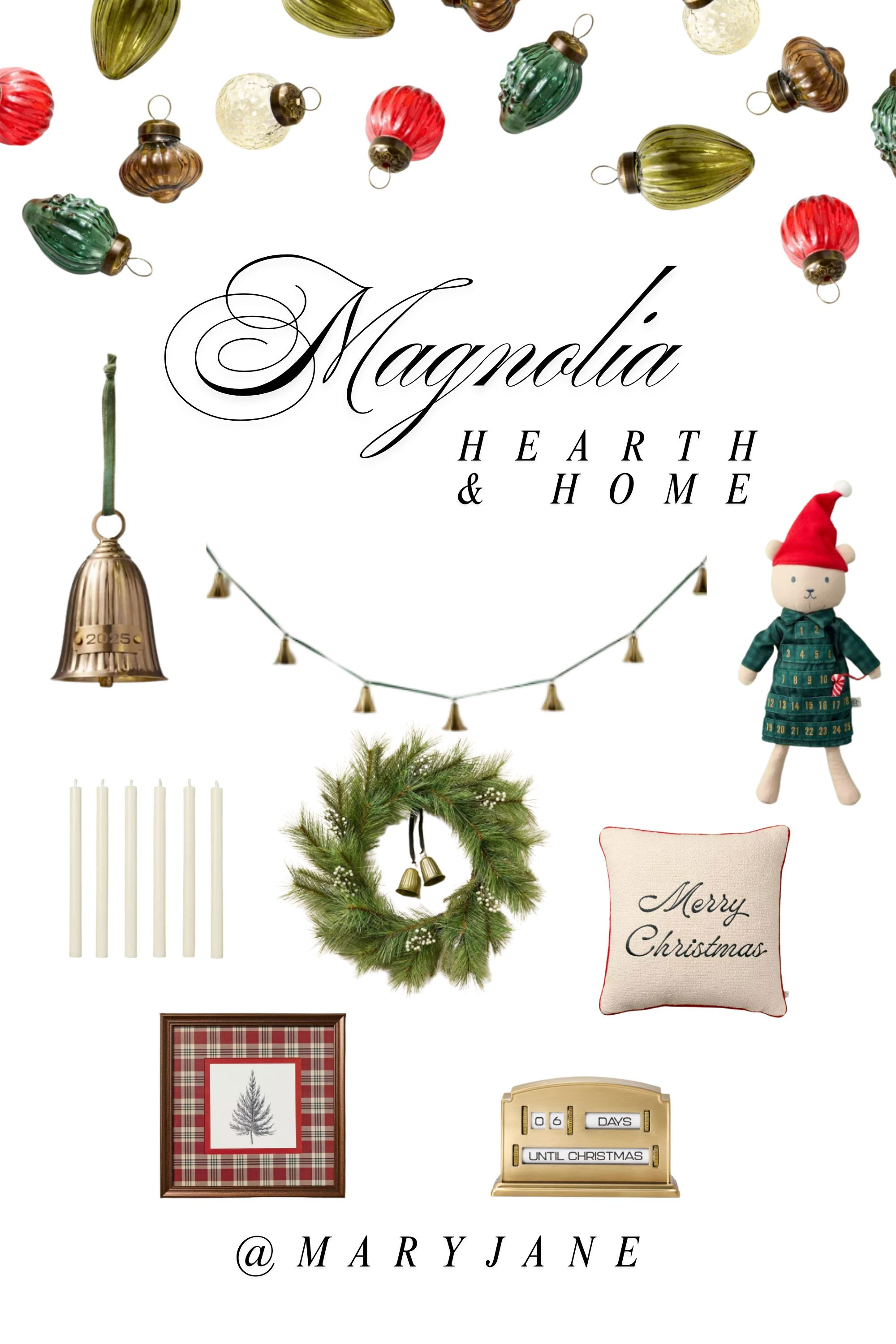 Magnolia Hearth & Home Christmas Decor Finds 🎄

Classic, cozy, and timeless. These Hearth and Home with Magnolia holiday pieces from Target bring instant warmth to your home during the holidays.

The gold bell garland adds an old-fashioned charm that feels right at home with pine wreaths and plaid frames. The “Merry Christmas” pillow and little advent bear make perfect seasonal touches for cozy corners. I also love the metal countdown-style advent calendar.

Each piece feels intentional and well-made. These simple holiday decor items fits right in from the first day of December through Christmas morning, without feeling loud or crass in your peaceful space.

#Target #Magnolia #HearthAndHome #TargetHome #ChristmasDecor #HolidayStyle #ChristmasAtTarget #CozyChristmas 

 #LTKHoliday #LTKSeasonal #LTKFindsUnder50