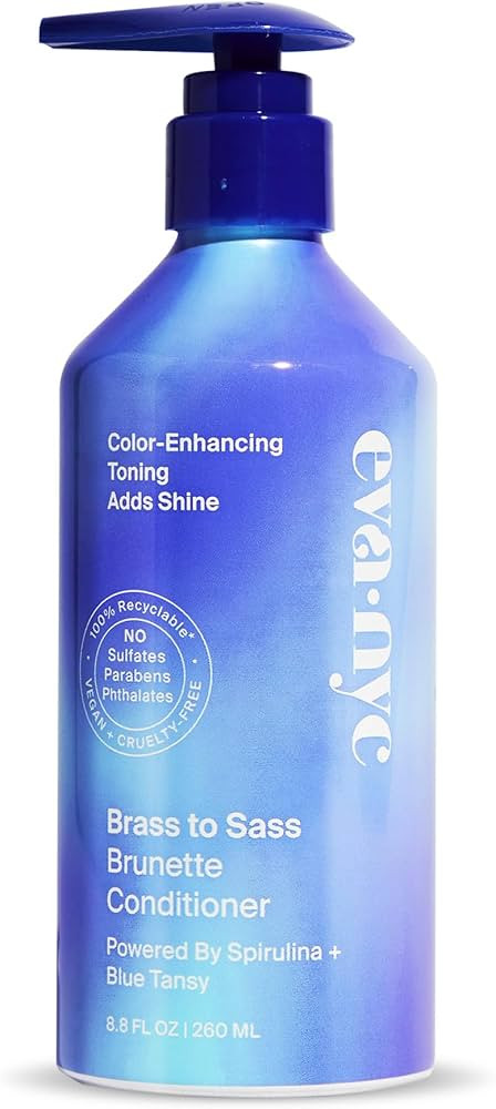 Eva NYC Brass to Sass Brunette Conditioner, Blue Conditioner for Brassy Hair, Neutralizes Brassy ... | Amazon (US)