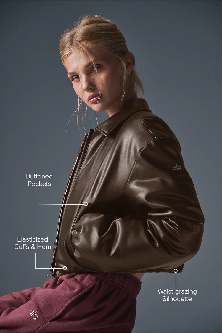 Faux Leather Cropped Premier Bomber | Alo Yoga (US)