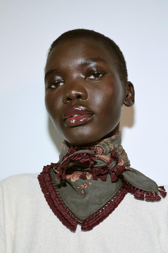 PRINTED SCARF WITH FRINGE | Zara UK