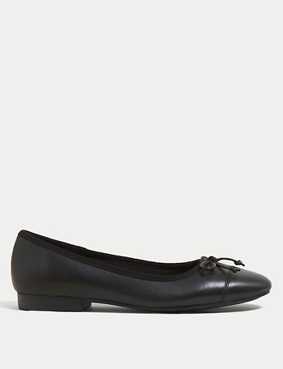 Leather Bow Ballet Pumps | M&S Collection | M&S | Marks & Spencer IE