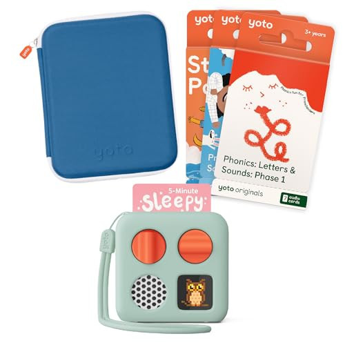 Yoto Mini Bundle + Starter Pack for Little Kids + Pre-School Songs + Phonics: Letters & Sounds + Frog Soup Adventure Jacket + Blue Card Case - Kids Screen-Free Bluetooth Audio Player for Stories Music | Amazon (US)