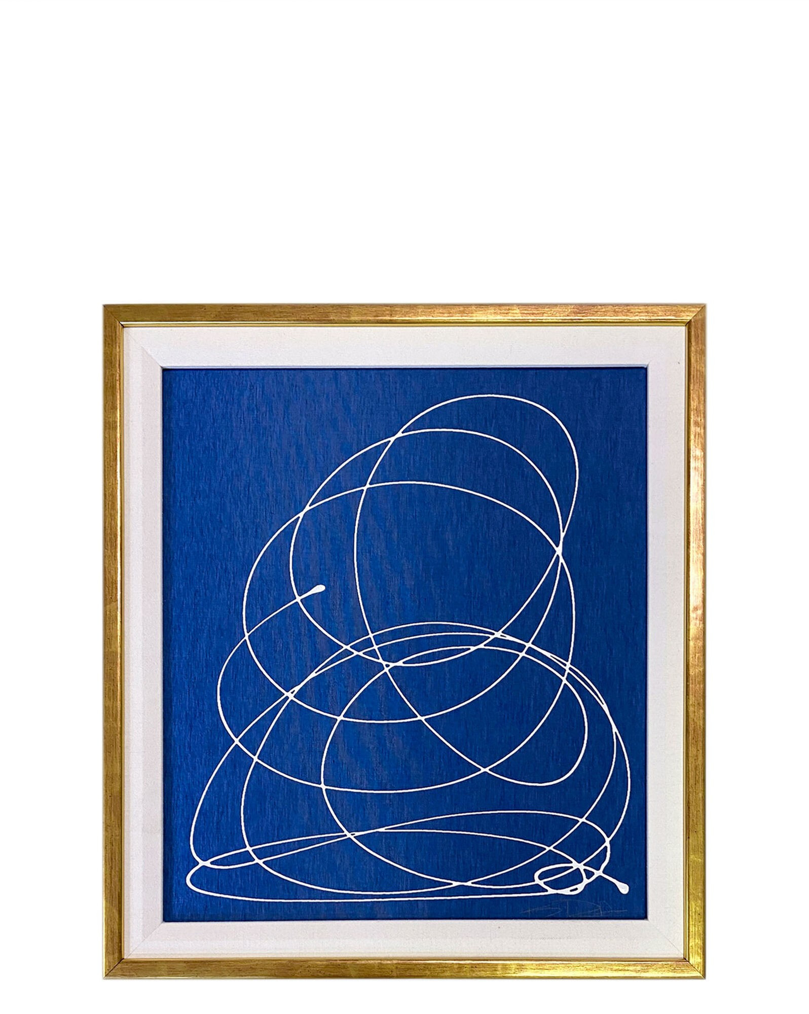 "White Brainstorm on Blue Silk" by Kayce Hughes | Serena and Lily