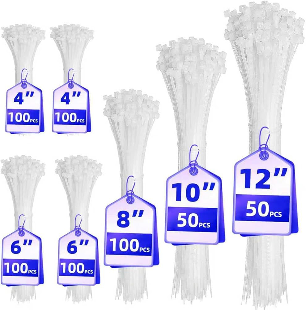 Cable Zip Ties,600 Piece Self-Locking Nylon CableTies,Assorted Sizes 4+6+8+10+12-Inch,Multi-Purpo... | Amazon (US)