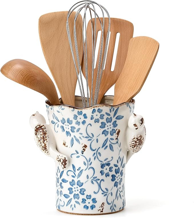 6.34"H Utensil Holder for Kitchen Counter, Modern Farmhouse Cooking Utensil Holder and Crock Home... | Amazon (US)