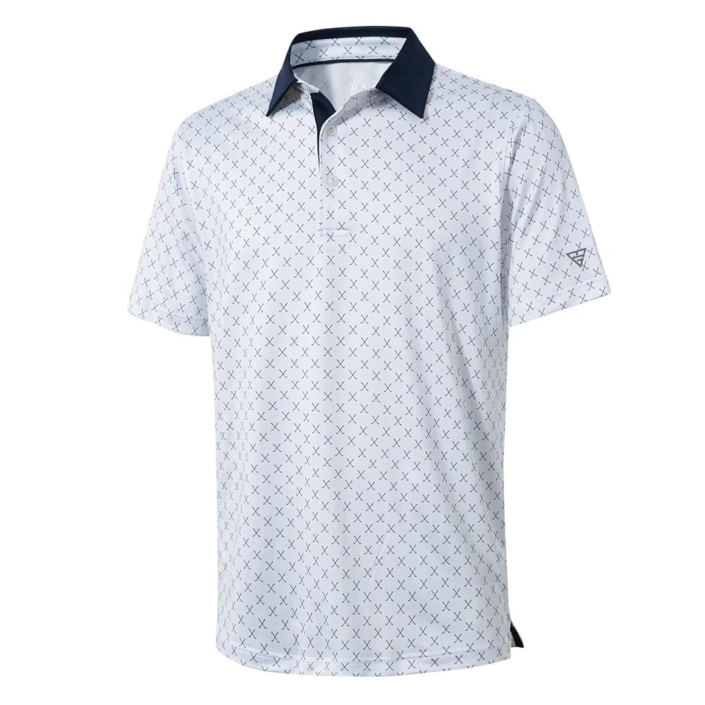 Golf Shirts for Men Dry Fit Short Sleeve Print Performance Moisture Wicking Polo Shirt | Amazon (US)
