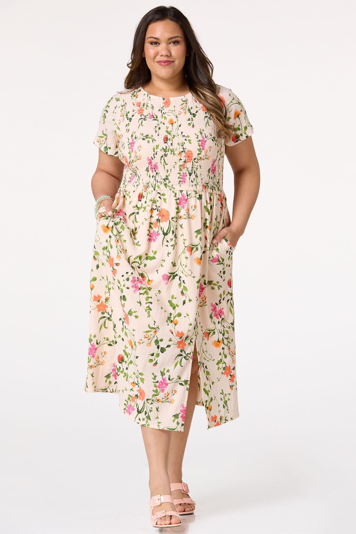 Plus Size Smocked Garden Floral Dress | Cato Fashions