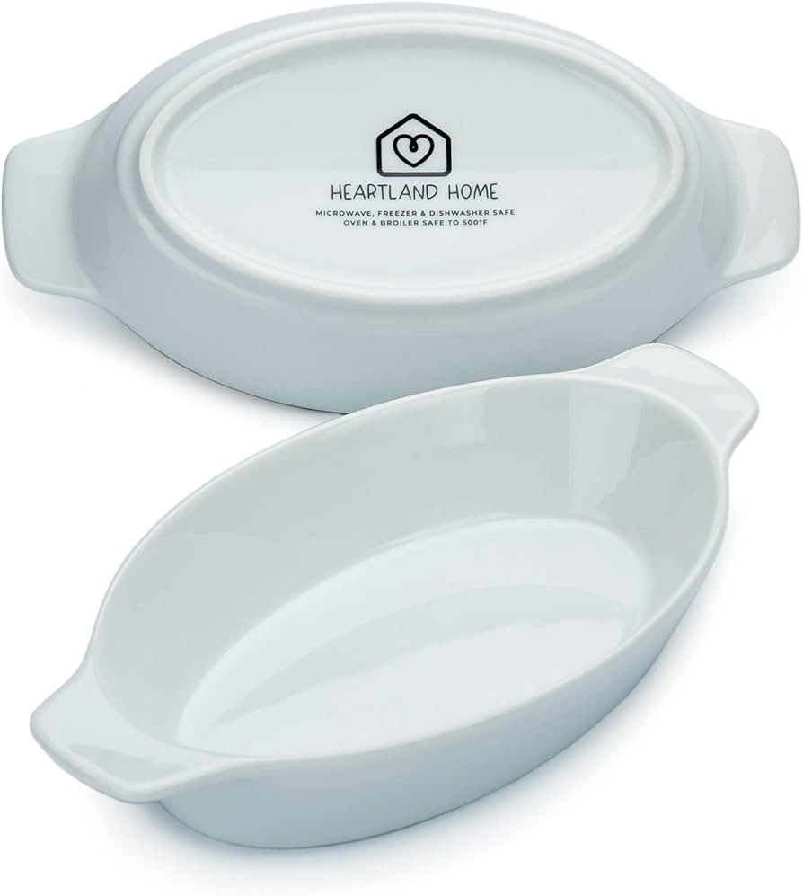 Heartland Home Porcelain Mini Casserole Dish Oval Au Gratin Dish (2pc Set). Cauliflower Au Gratin... | Amazon (US)