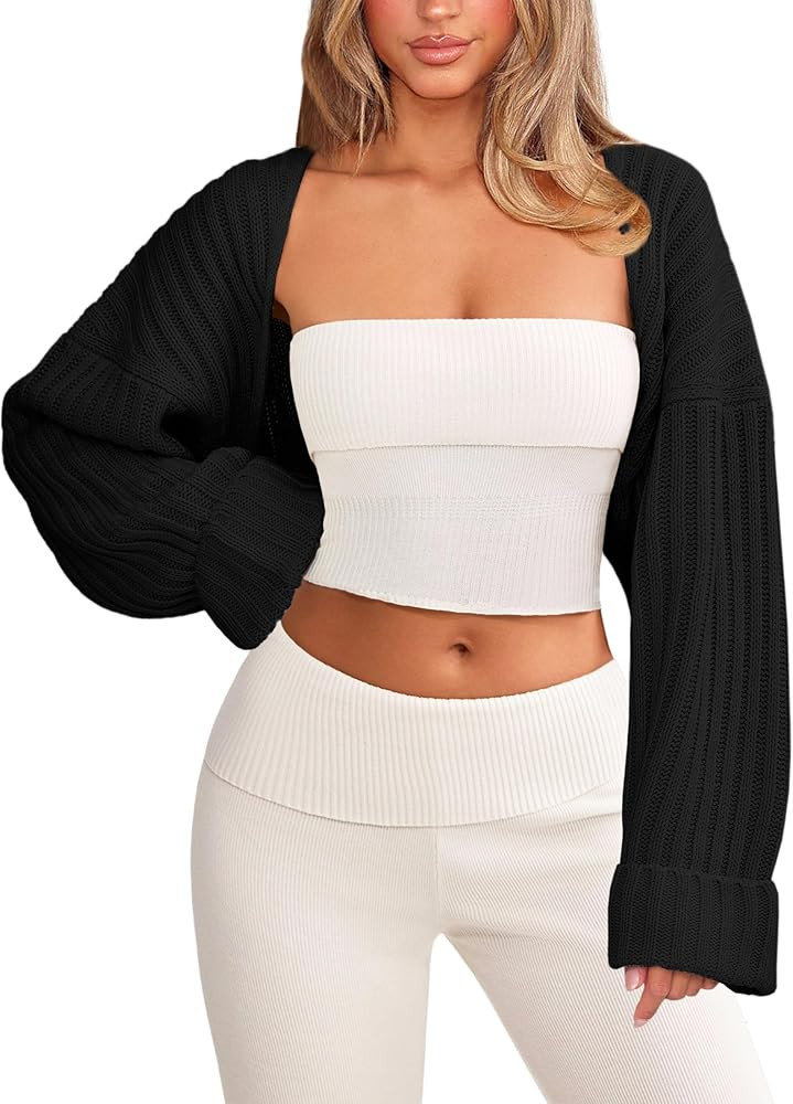 Features: These balletcore bolero shrugs crafted from soft chunky knit fabric to an oversized coz... | Amazon (US)
