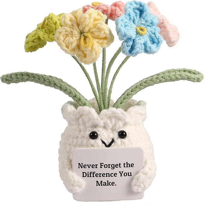 YOOJEE Forget-Me-Not Crochet Flower Potted Plant Gift | Amazon (US)