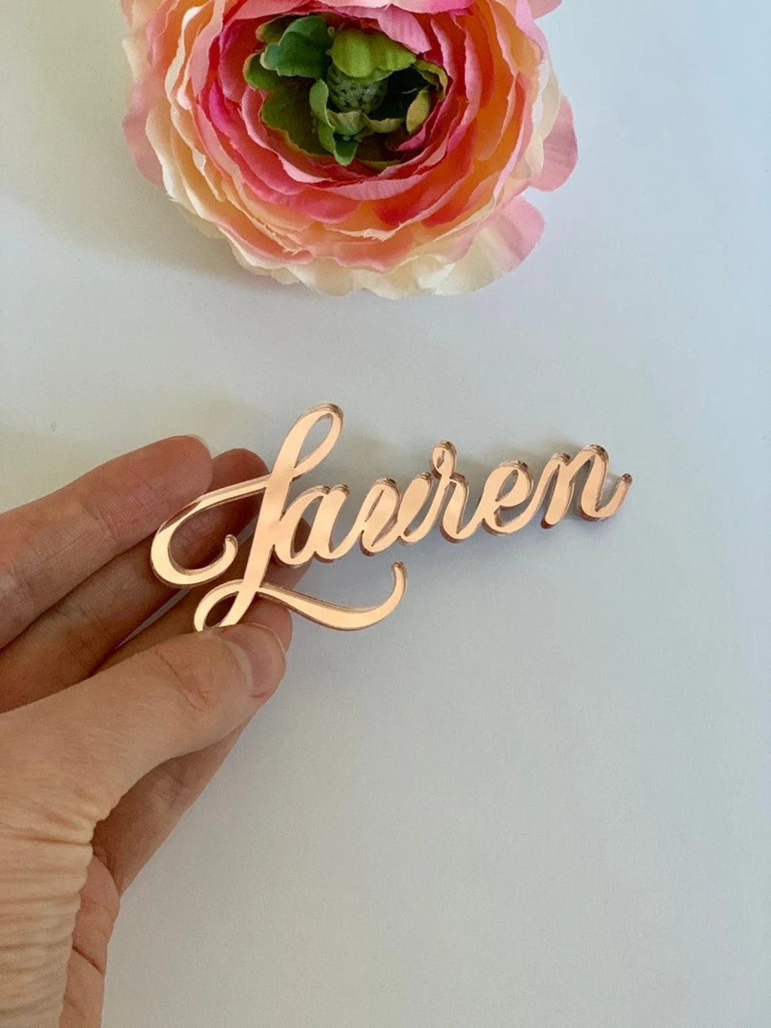 Wedding Place Cards, Laser Cut Names Gold Silver Rose Gold Acrylic Place Cards Name Settings Gues... | Etsy (US)