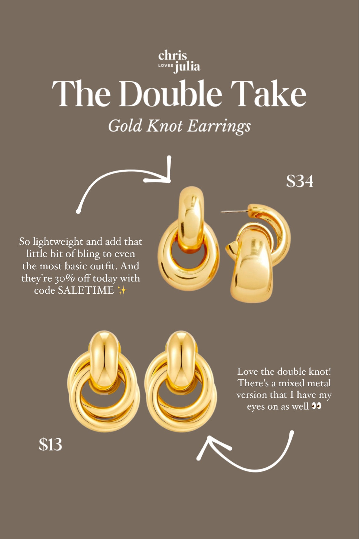 The Double Take: Gold Knot Earrings

#LTKWorkwear #LTKFindsUnder50 #LTKStyleTip