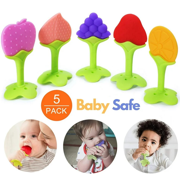 SAYLITA 5 Pack Baby Teething Toys Baby Chew Toys, BPA-Free Baby Teething Toy for Babies 6-12 Mont... | Walmart (US)
