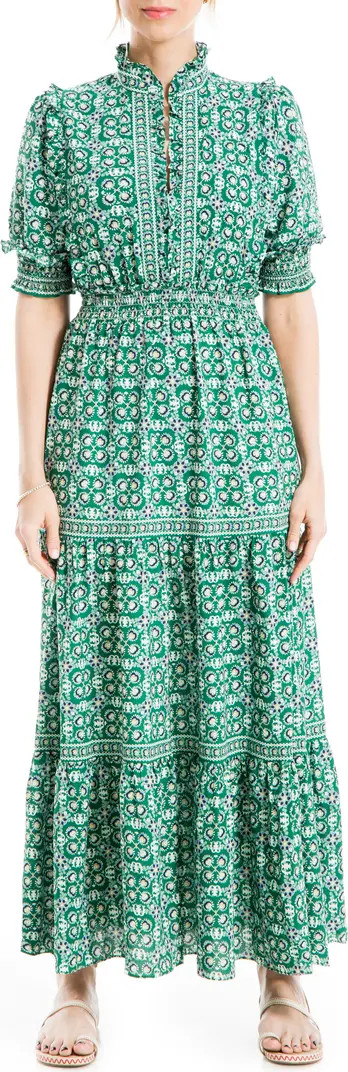 Ruffle Collar Print Tiered Maxi Dress | Nordstrom Rack