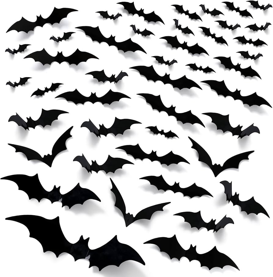 EkkoVla Bats Wall Decor, 170Pcs 3D Bat Halloween Decorations, Windows Stickers 6 Different Sizes ... | Amazon (US)