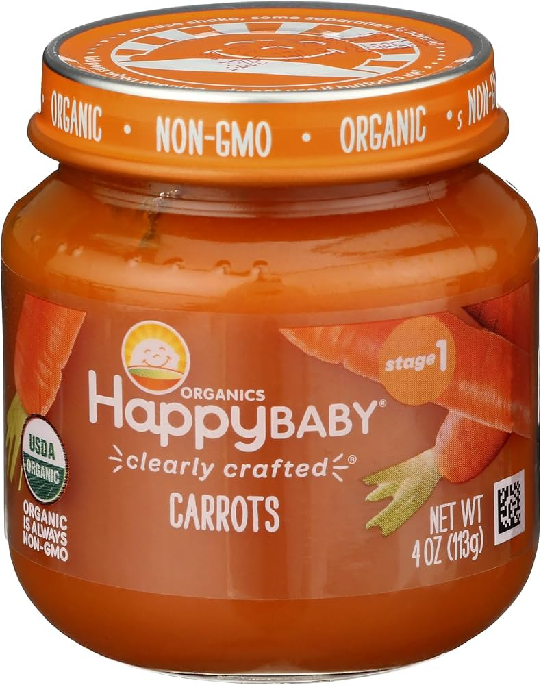 Happy Baby Organic Stage 1 Carrots Baby Food, 4 OZ | Amazon (US)