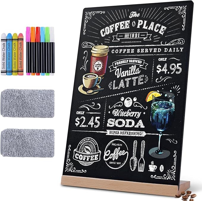 8 x 12 Chalkboard Sign, Reusable Double Sided Small Chalkboard Signs with Wooden Base Stand, Menu... | Amazon (US)