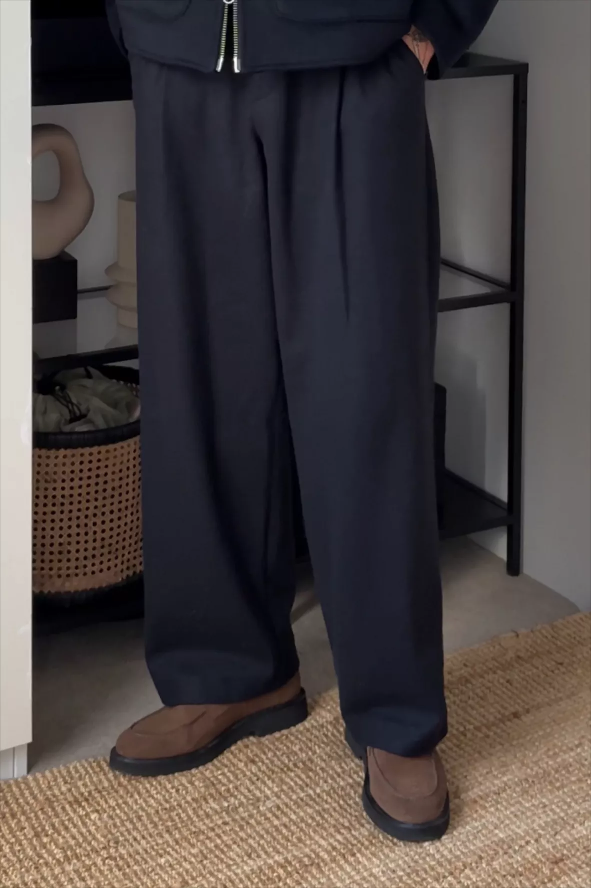 Weekday Uno Wide Leg Trousers in Blue for Men
