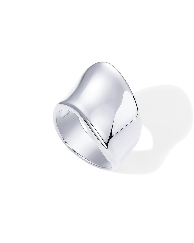 PAVOI 14K Gold Plated Chunky Statement Ring for Women | Stainless Steel Hypoallergenic Wide Stack... | Amazon (US)