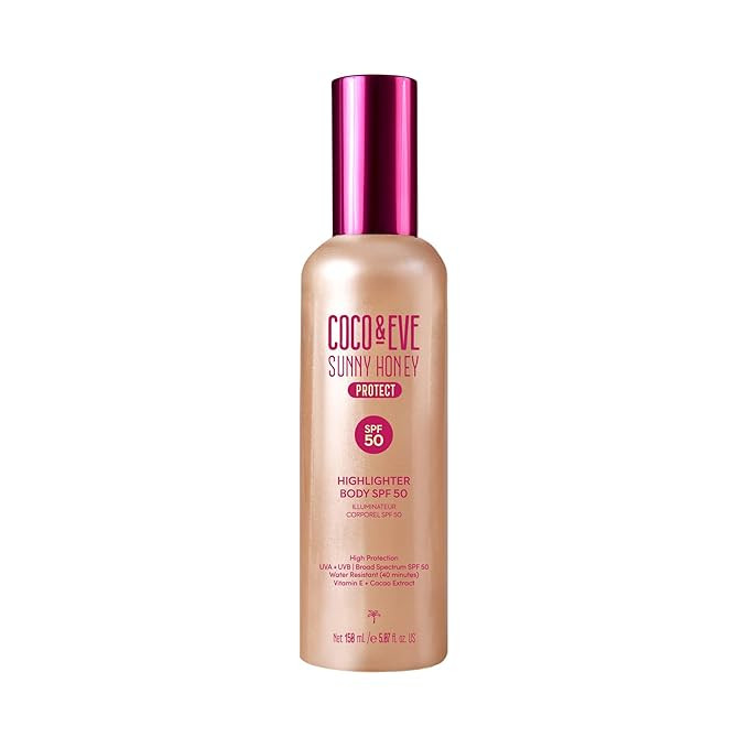Coco & Eve Body Highlighter SPF 50 – Shimmer Sunscreen, Broad Spectrum Sun Protection, Lightwei... | Amazon (US)