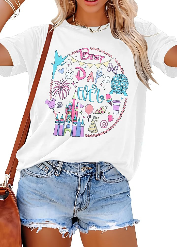 ALLTB Magical Shirt Women Best Day Magic Kingdom Tshirt Family Vacation Tee Summer Holiday Shirts... | Amazon (US)