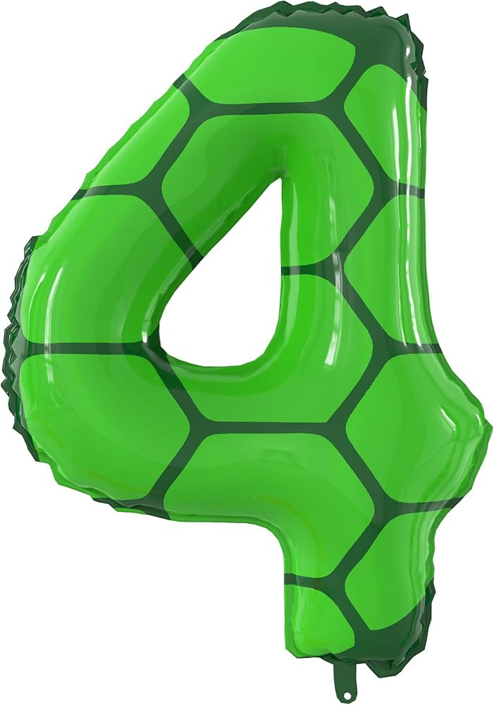 40Inch Turtle Theme Birthday Green Turtle Number 4 Balloon for Kids Boys Girls Theme Birthday Dec... | Amazon (US)