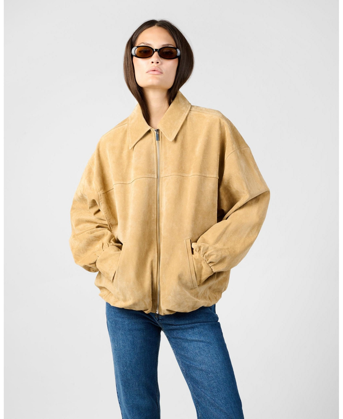 WeWoreWhat Women's Premium Suede Bomber Jacket - Tan | Macy's