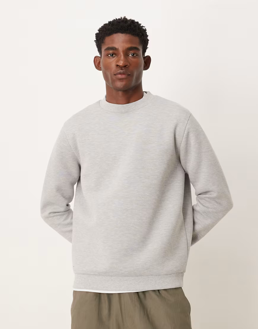 ASOS DESIGN sweatshirt in heather gray scuba-style fabric | ASOS (Global)