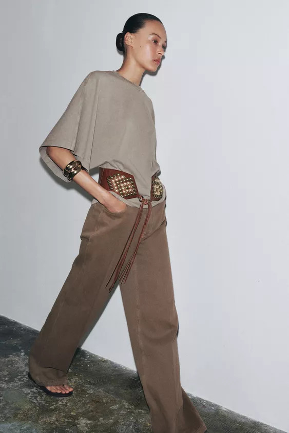 WASHED CAP SLEEVE T-SHIRTMink+3 | Zara UK