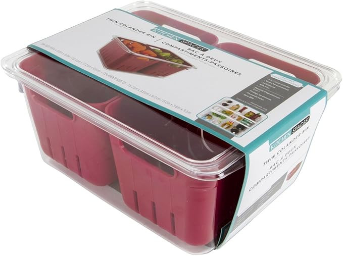 Kitchen Spaces KSDCB12-AMZ Twin Colander Stackable Food Storage Organizer for Fridge, Freezer, an... | Amazon (US)