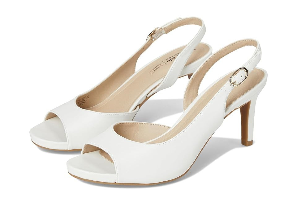 LifeStride Teller 2 Slingback Peep Toe Pumps Women's Sandals Bright White : 11 W (C), Leather | Zappos
