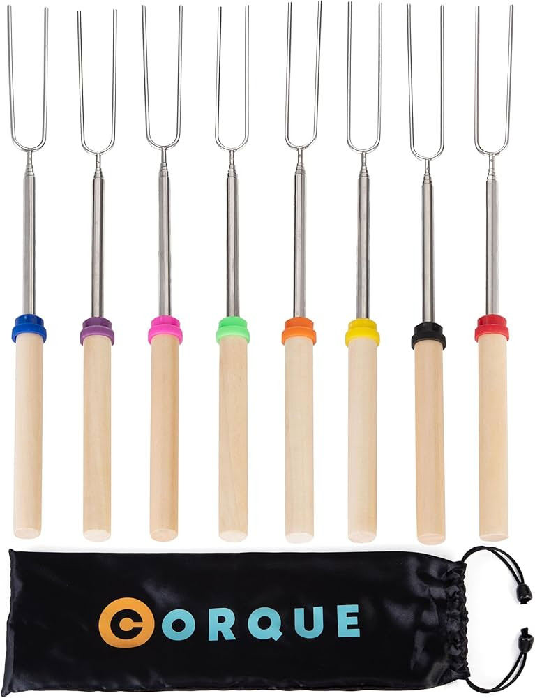CORQUE Marshmallow Roasting Sticks, Smores Sticks, Extendable, Camping Skewer for Fire Pit, Woode... | Amazon (US)
