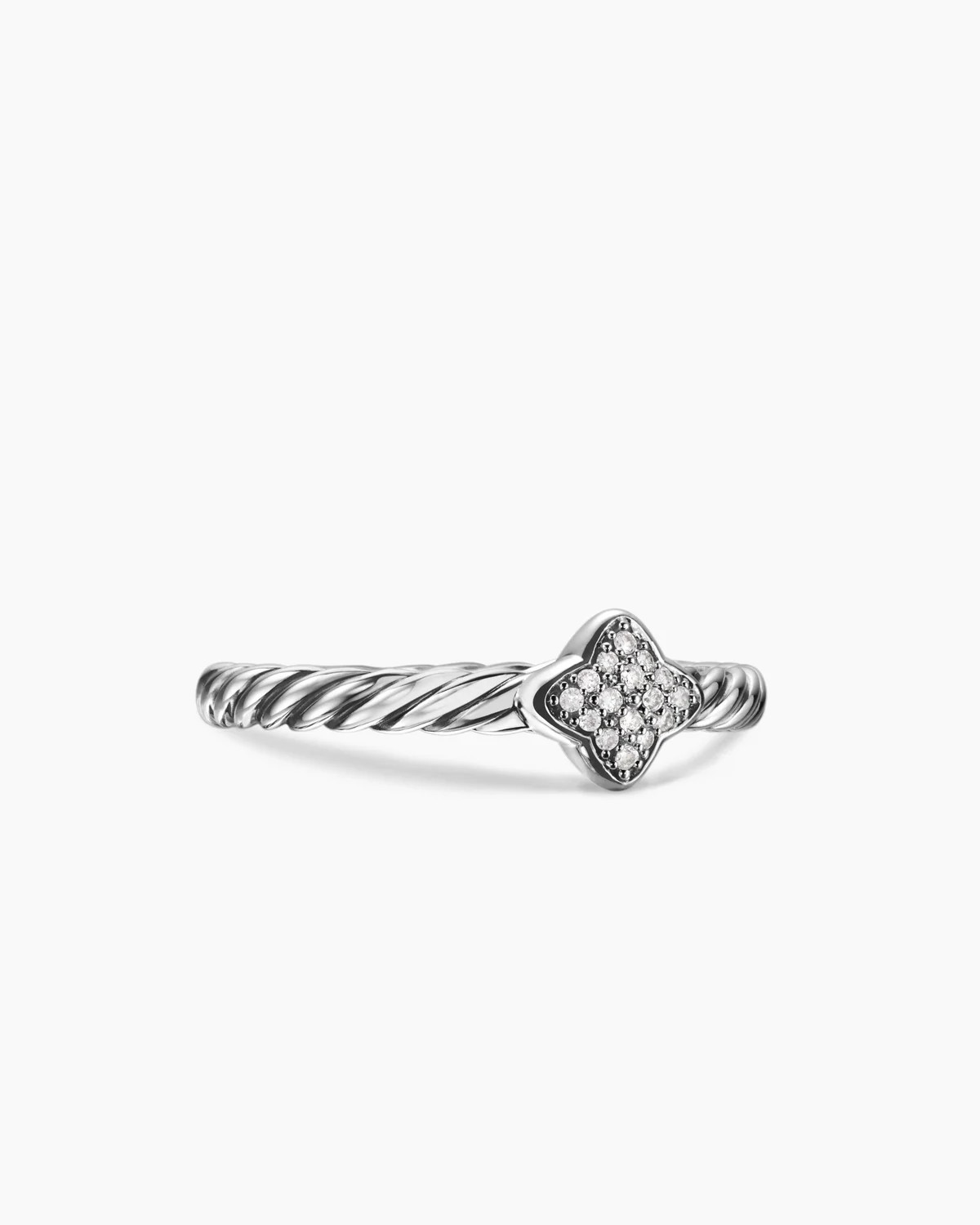 David Yurman | Cable Collectibles Quatrefoil Stack Ring in Sterling Silver with Pavé, 6.6mm | David Yurman