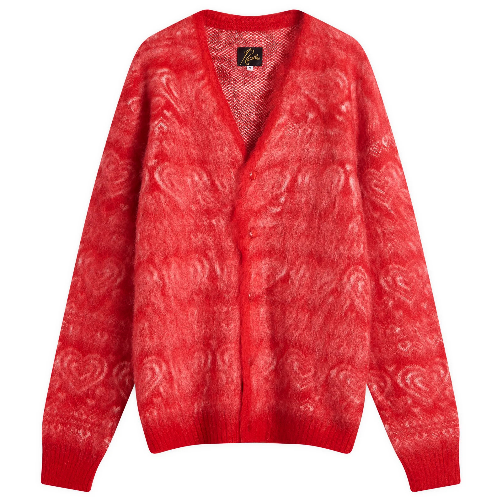 Needles Women's Heart Mohair Cardigan in Red, Size Medium | END. Clothing