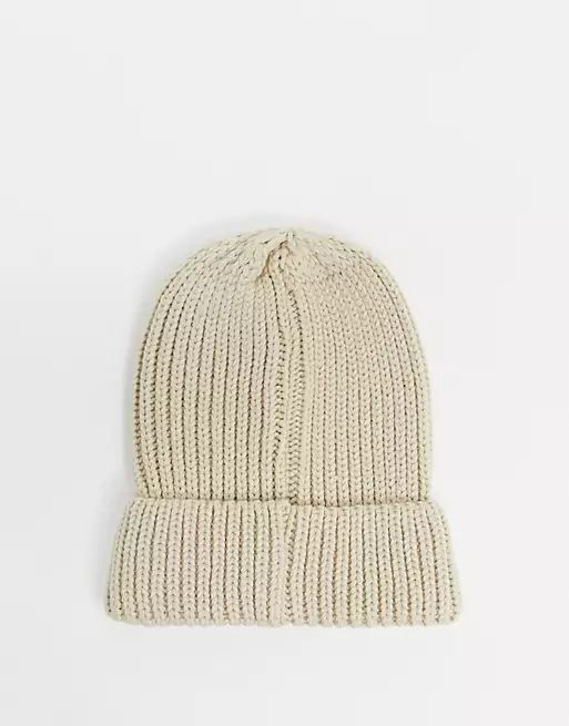My Accessories London ribbed beanie in oatmeal | ASOS (Global)
