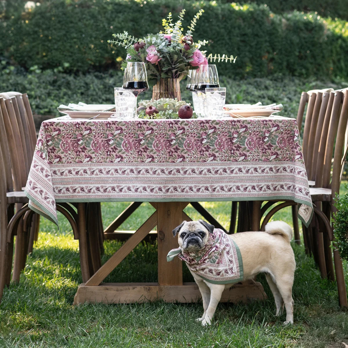 Pomegranate Garden Dusty Mauve & Sage Tablecloth | Pomegranate