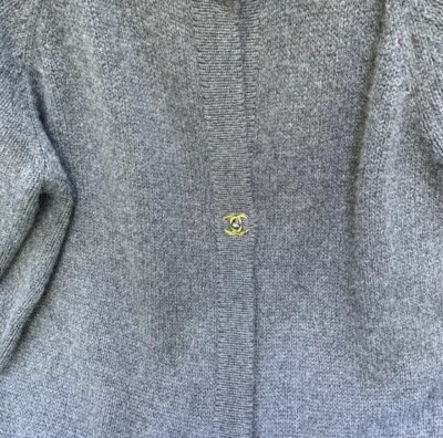 CHANEL CC Turn Lock Gray Cashmere Cardigan Sweater Coat  | eBay | eBay US