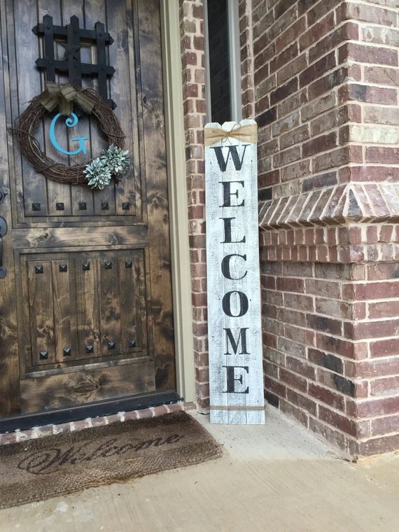 Rustic Wood Welcome Sign, vertical wooden welcome sign, 58" tall by approximately 10" wide,Welcom... | Etsy (US)
